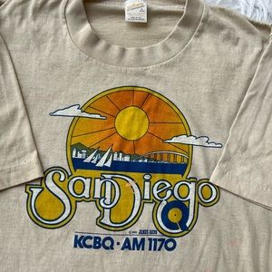 Vintage 80’s 1980 Paper Thin San Diego Radio KCBQ Sunrise Tshirt